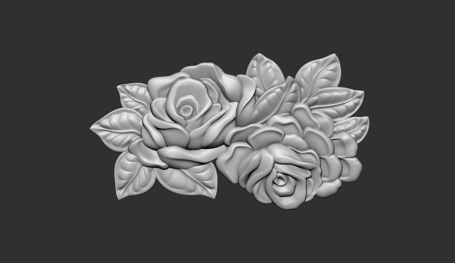 Bouquet of roses bas relief set 3D print model_10