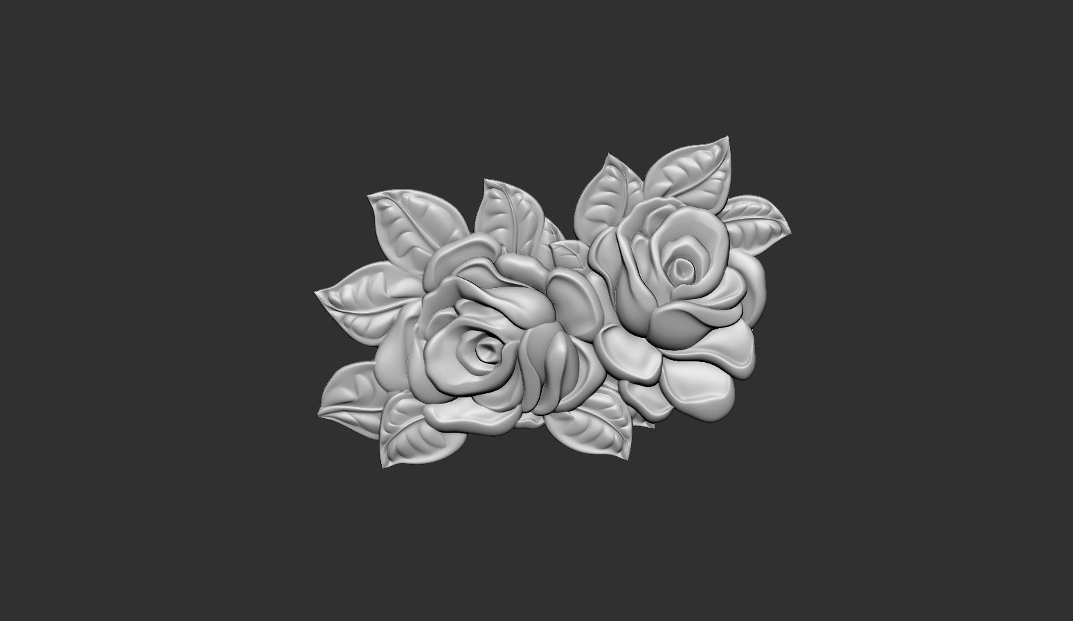 Bouquet of roses bas relief set 3D print model_15
