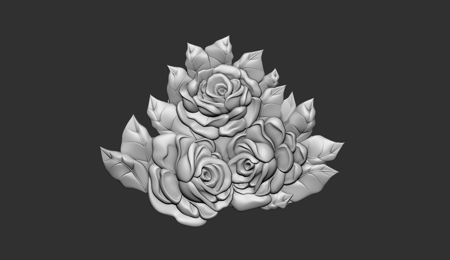 Bouquet of roses bas relief set 3D print model_8