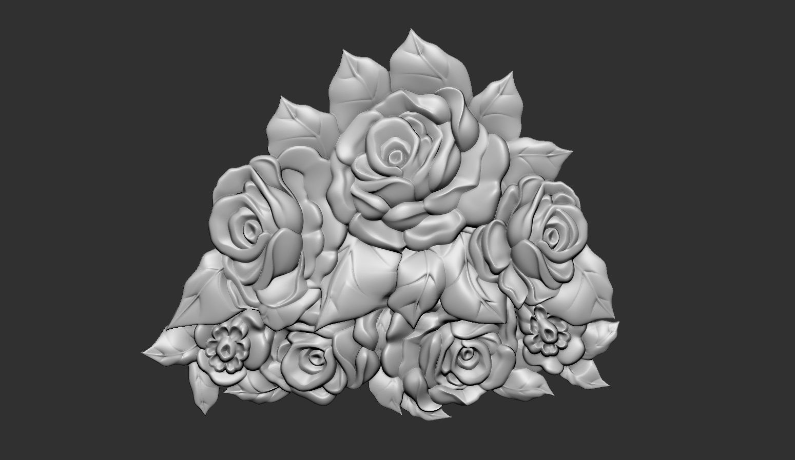 Bouquet of roses bas relief set 3D print model_7