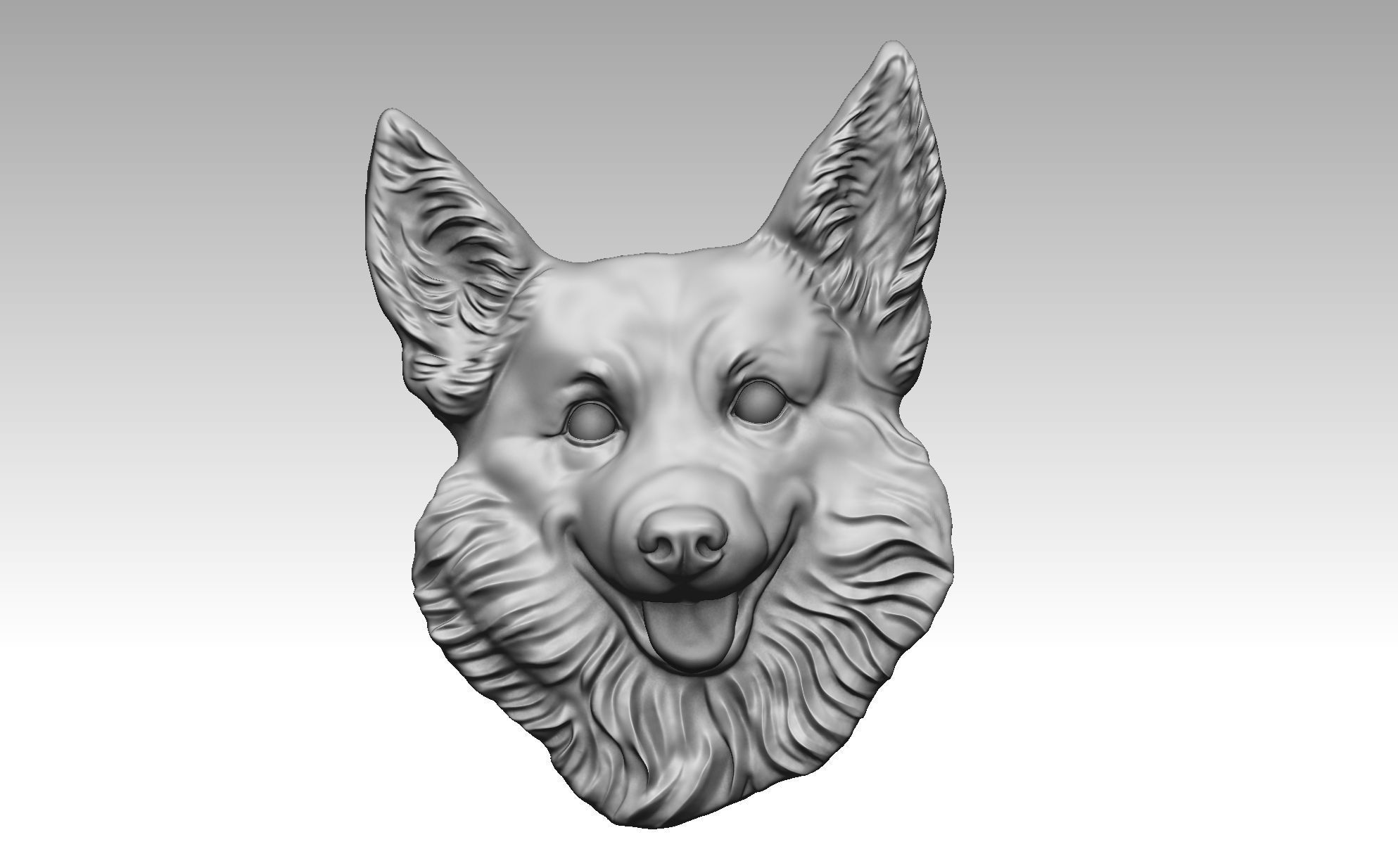 Welsh Corgi Dog bas relief pendant 3D print model 3D print model_19