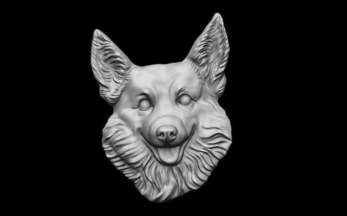 Welsh Corgi Dog bas relief pendant 3D print model 3D print model