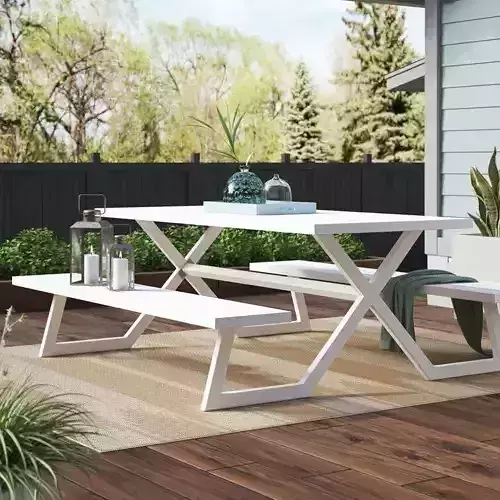 Bima Rectangular Long Picnic Table 3D model