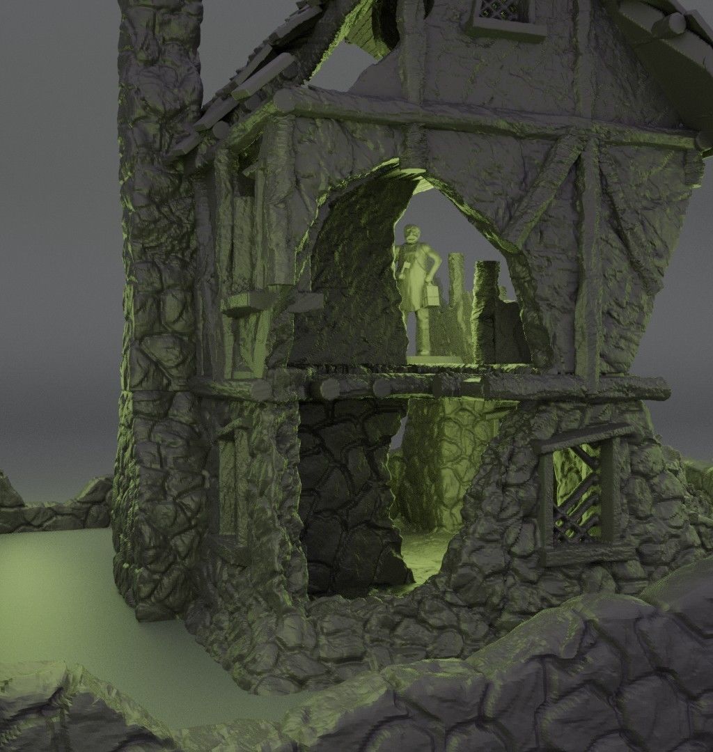 Ruined FarmHouse Tabletop Terrain 28 mm 3D print model_5