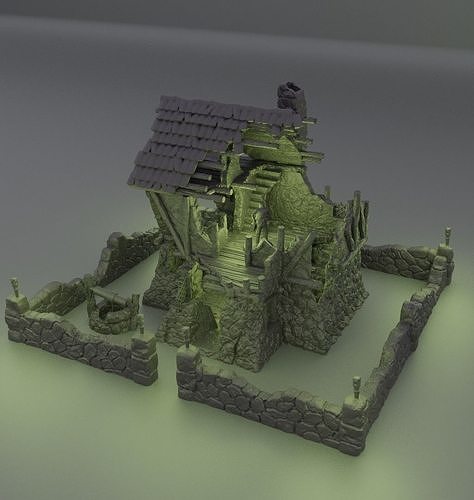 Ruined FarmHouse Tabletop Terrain 28 mm 3D print model