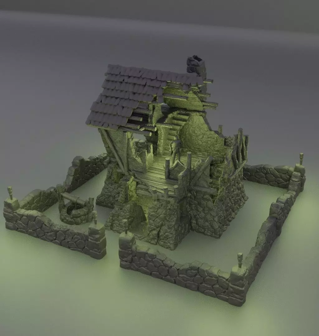 Ruined FarmHouse Tabletop Terrain 28 mm 3D print model_0