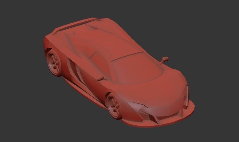Simple Sport Car Pack for Game Low-poly 3D model_3