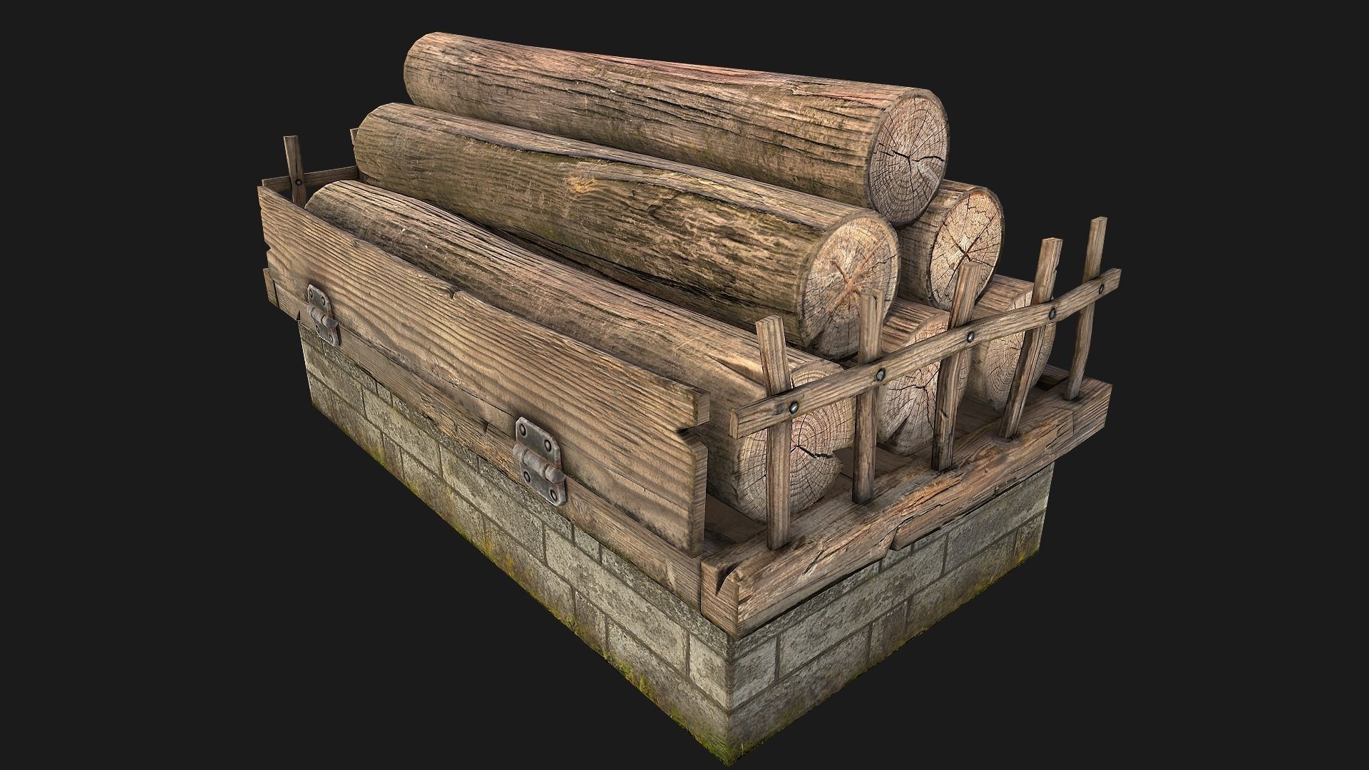 Sawmill and Lumberjack Set Low-poly 3D model_29