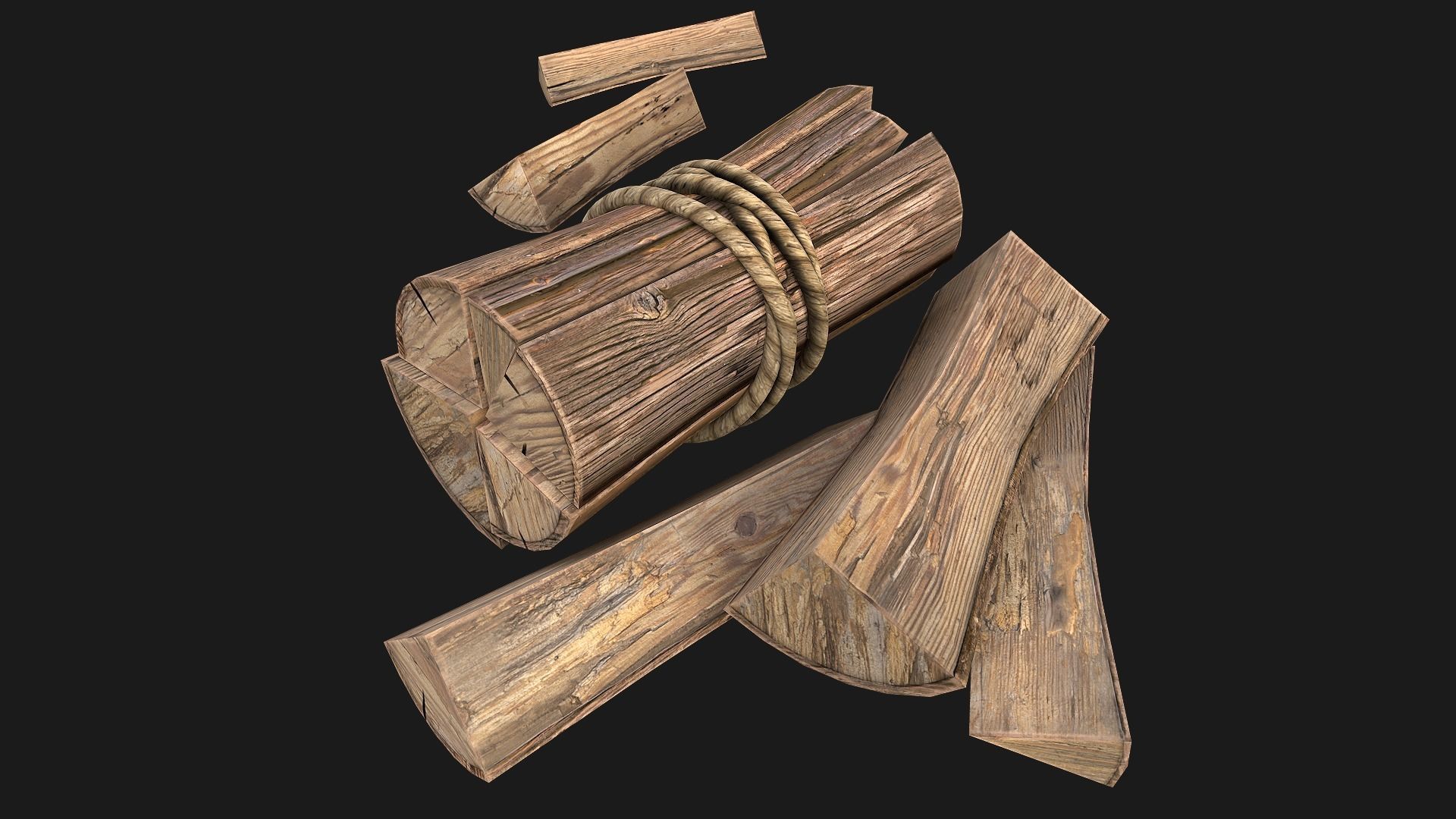 Sawmill and Lumberjack Set Low-poly 3D model_23