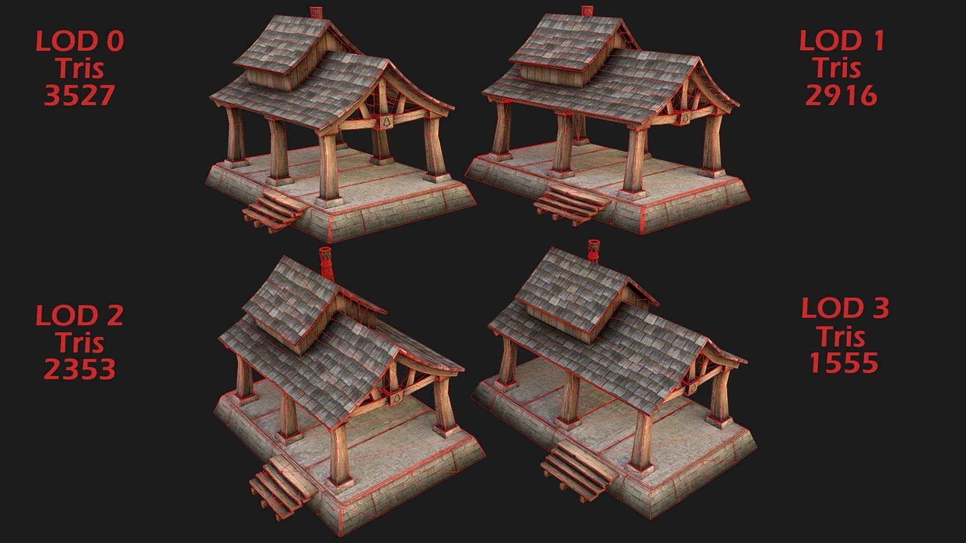 Sawmill and Lumberjack Set Low-poly 3D model_6