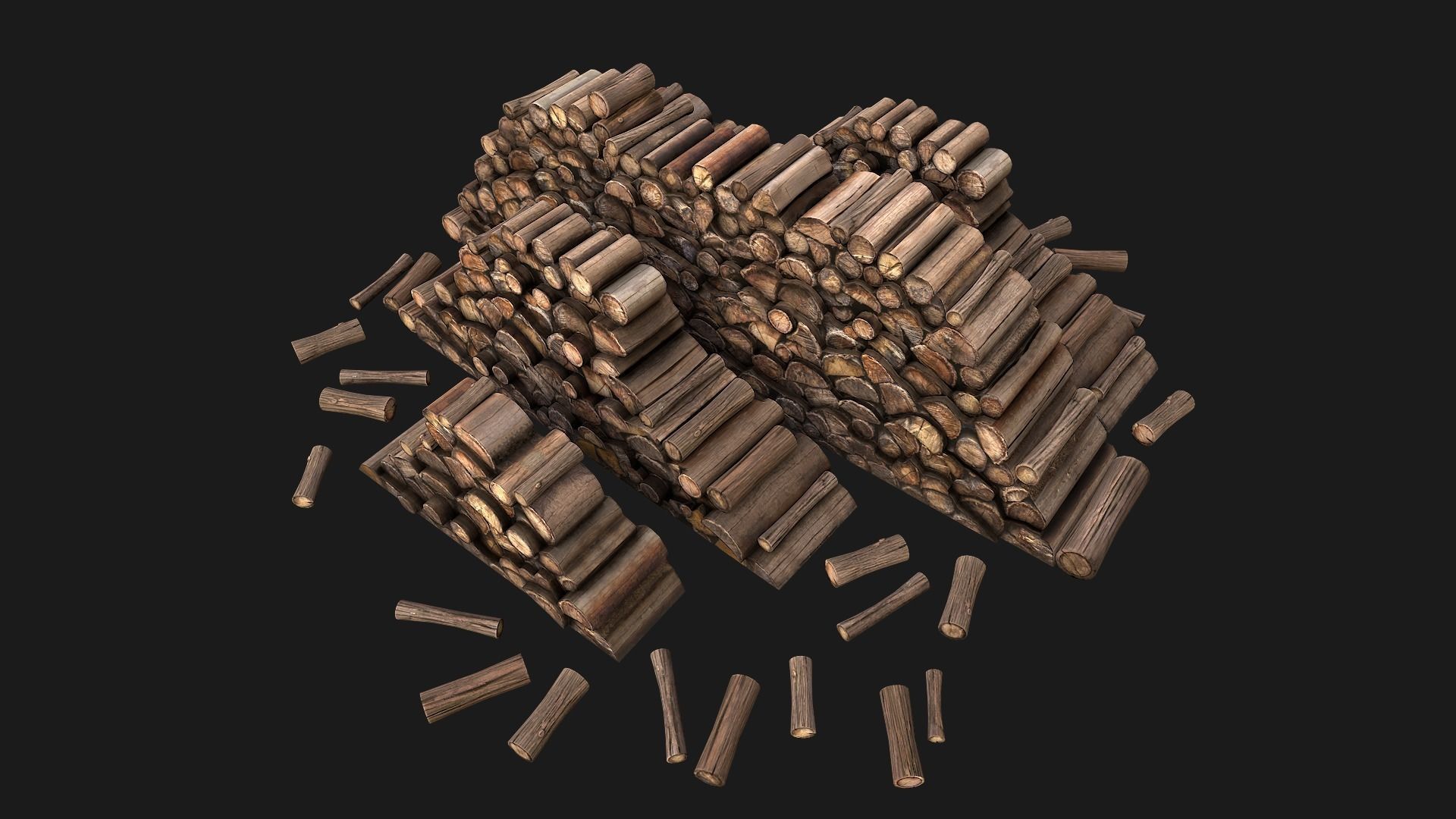 Sawmill and Lumberjack Set Low-poly 3D model_31