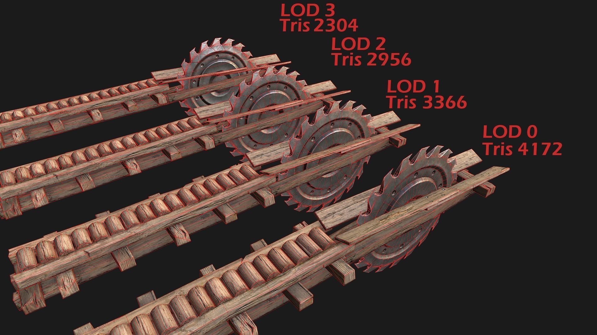 Sawmill and Lumberjack Set Low-poly 3D model_19