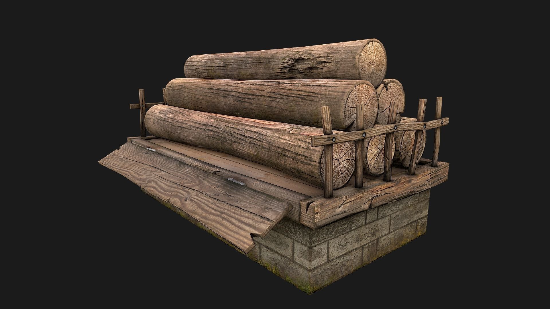 Sawmill and Lumberjack Set Low-poly 3D model_28