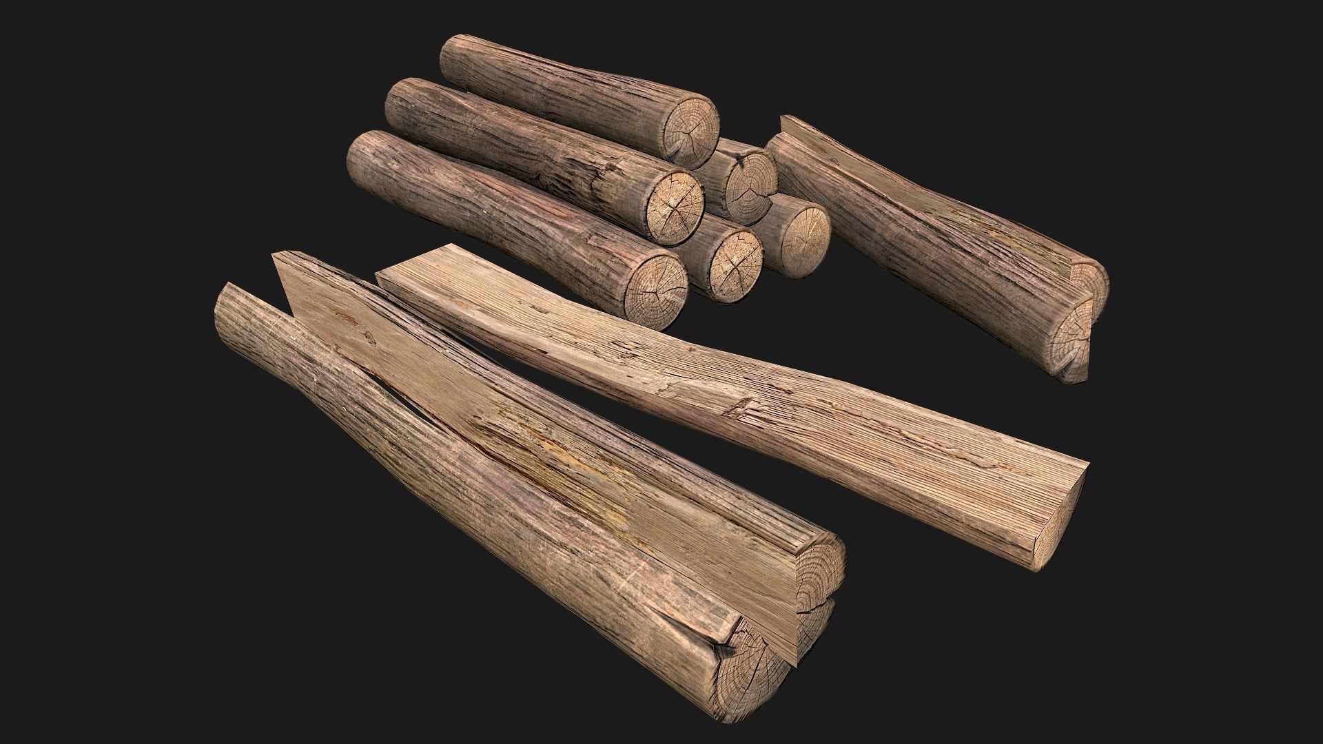 Sawmill and Lumberjack Set Low-poly 3D model_24