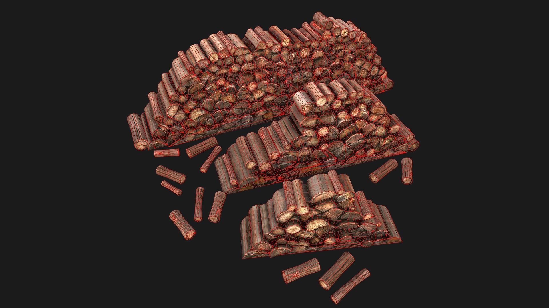 Sawmill and Lumberjack Set Low-poly 3D model_34