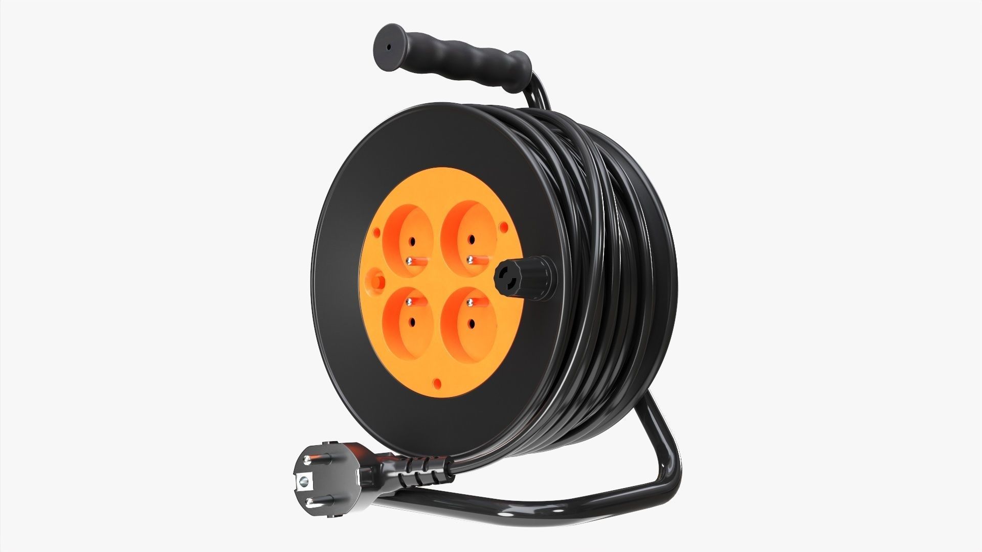 Extension cord reel with sockets 01 3D model_2