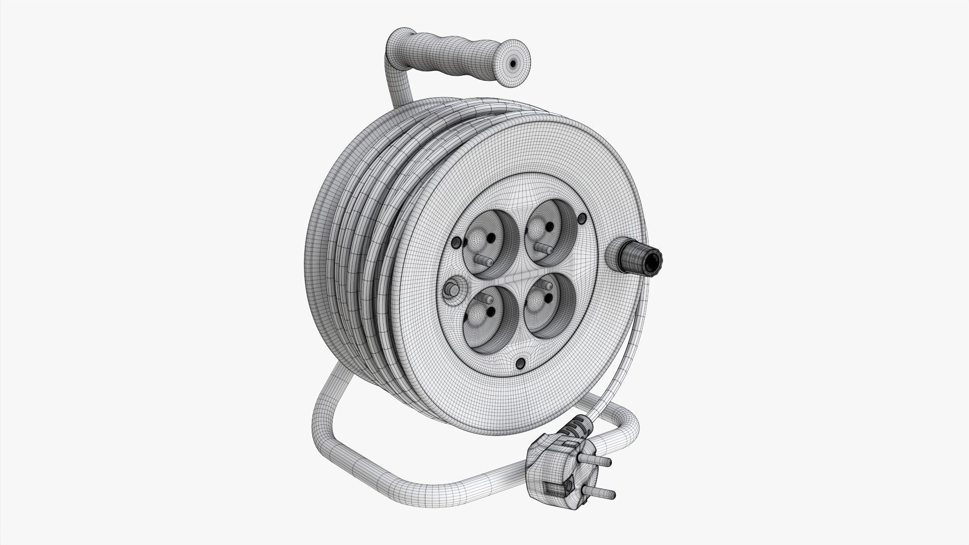 Extension cord reel with sockets 01 3D model_5