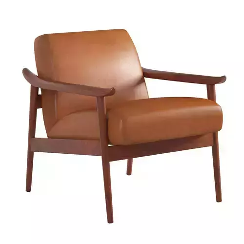 Mid-Century Leather Show Wood Chair