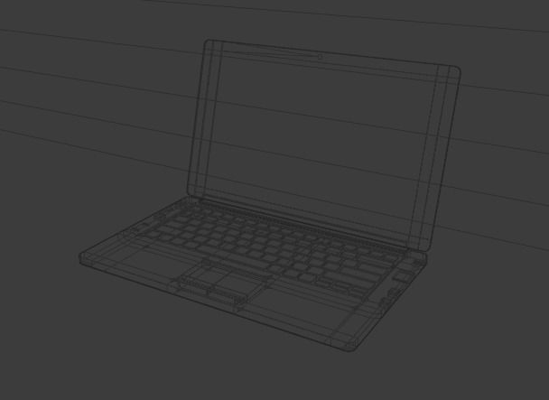 Laptop Low-poly 3D model_11
