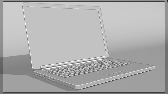 Laptop Low-poly 3D model_8