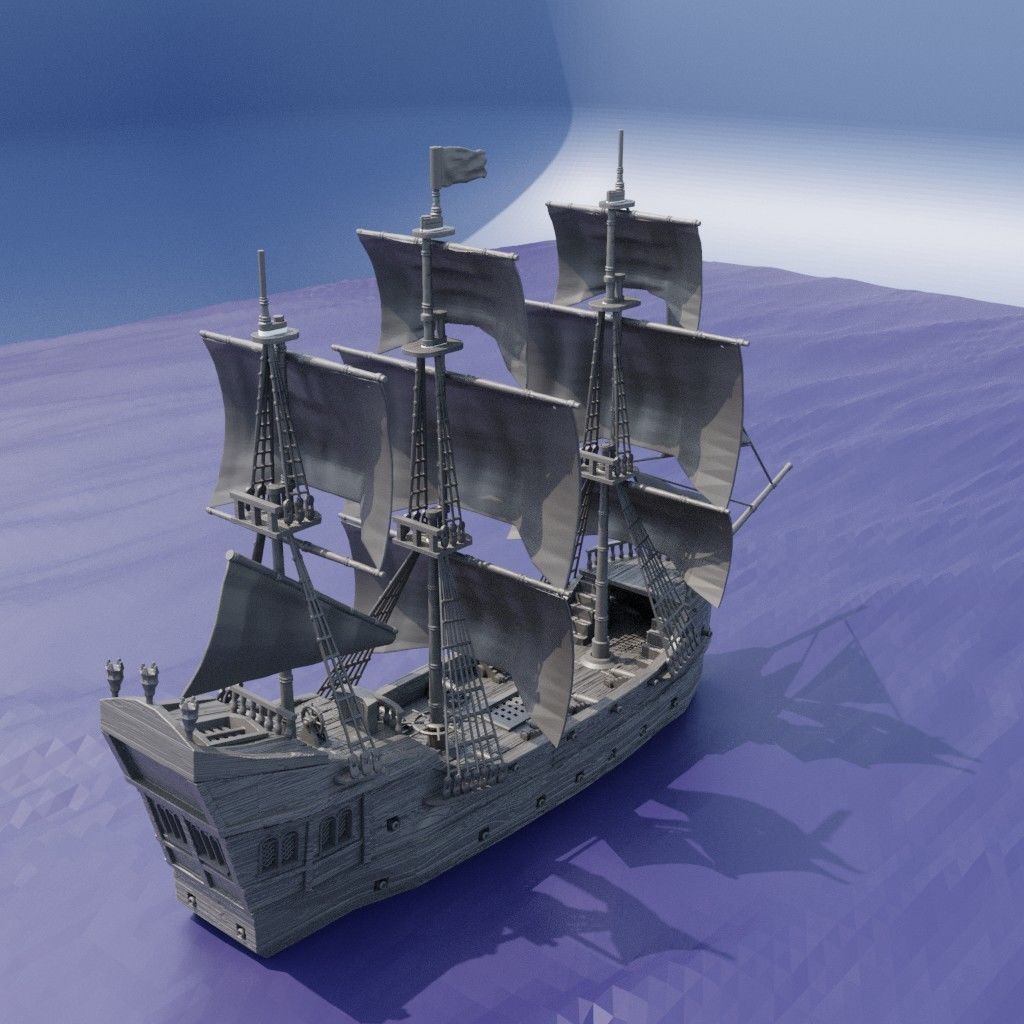 Pirate Ship Tabletop Terrain 28 mm 3D print model_2