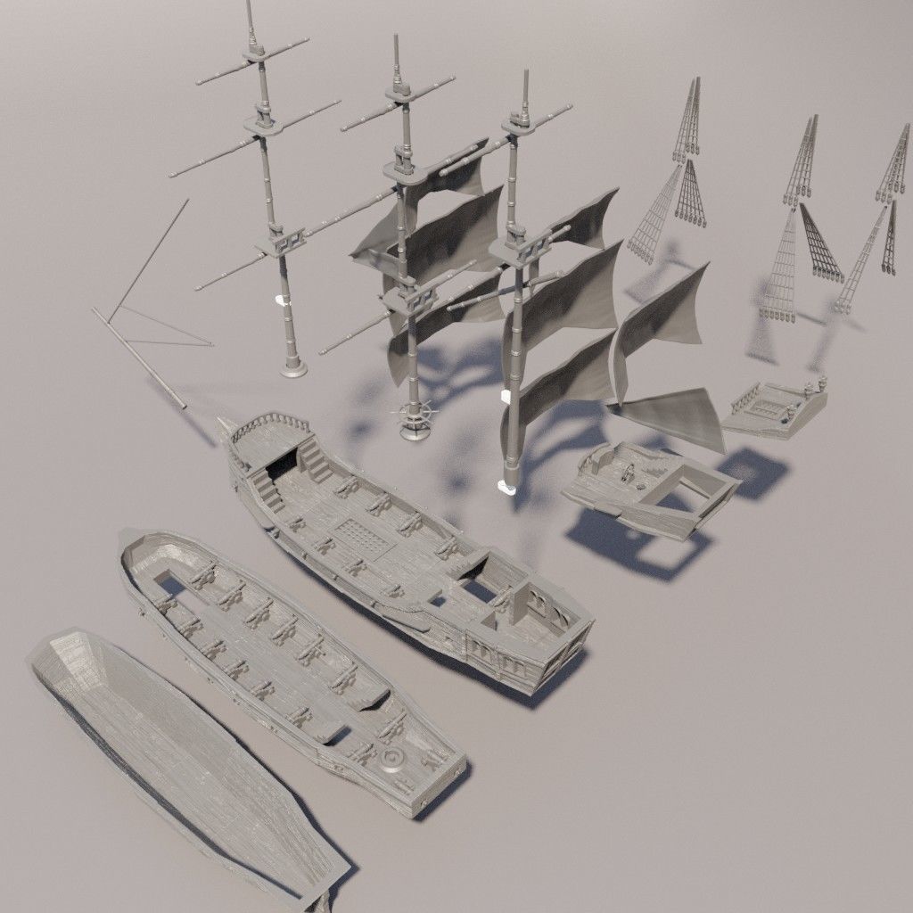 Pirate Ship Tabletop Terrain 28 mm 3D print model_7