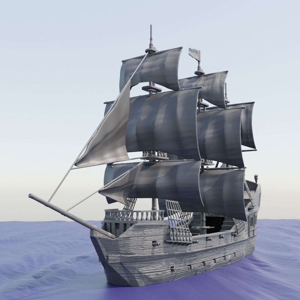 Pirate Ship Tabletop Terrain 28 mm 3D print model_4