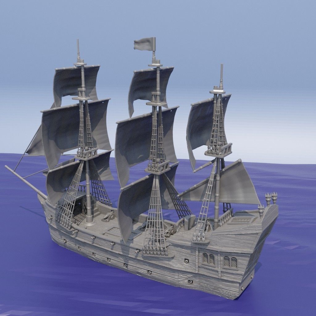 Pirate Ship Tabletop Terrain 28 mm 3D print model_3