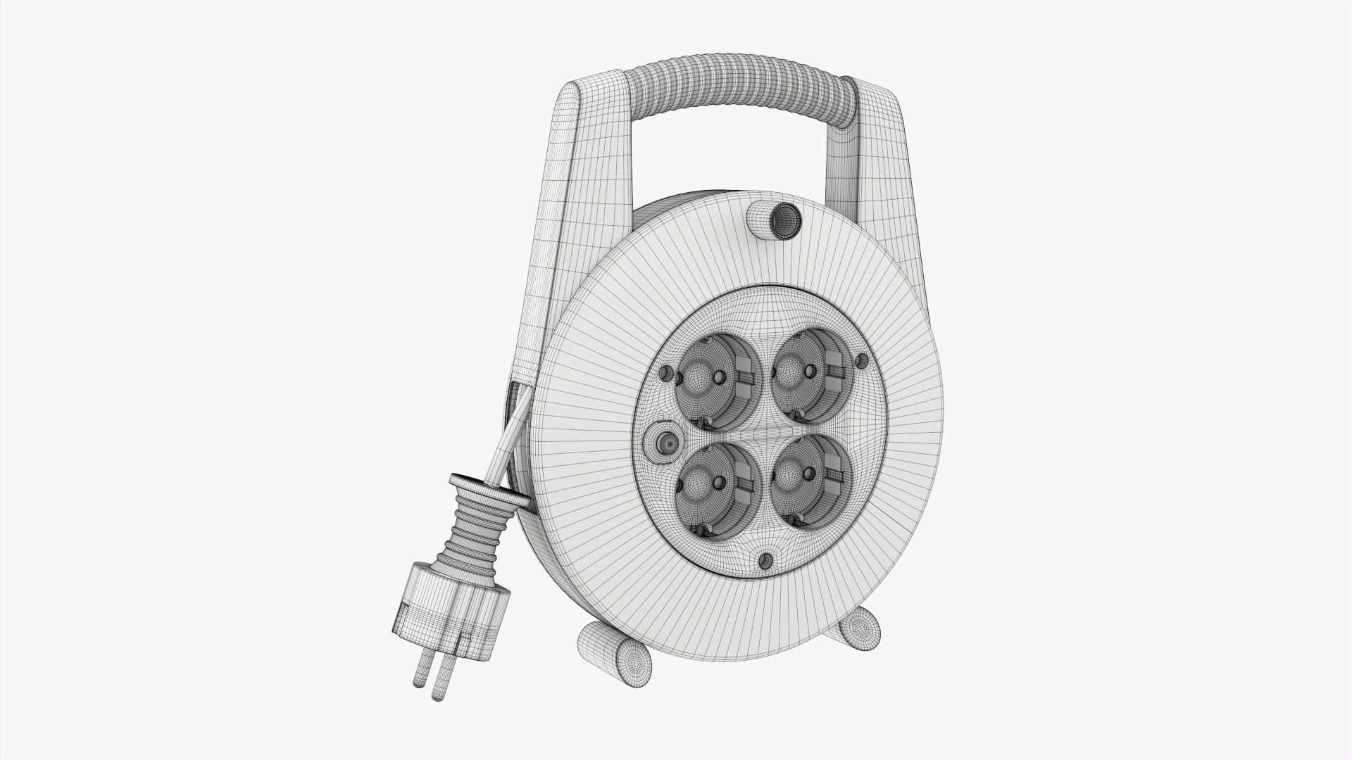 Extension cord reel with sockets 02 3D model_7