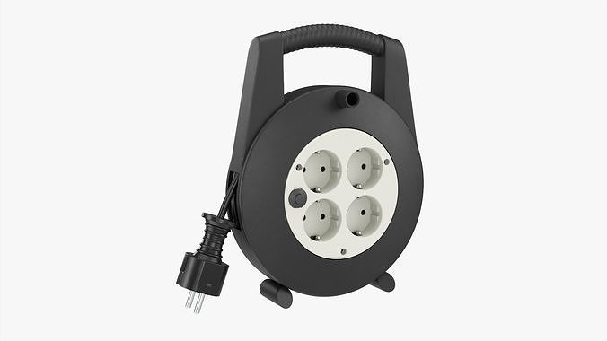 Extension cord reel with sockets 02 3D model
