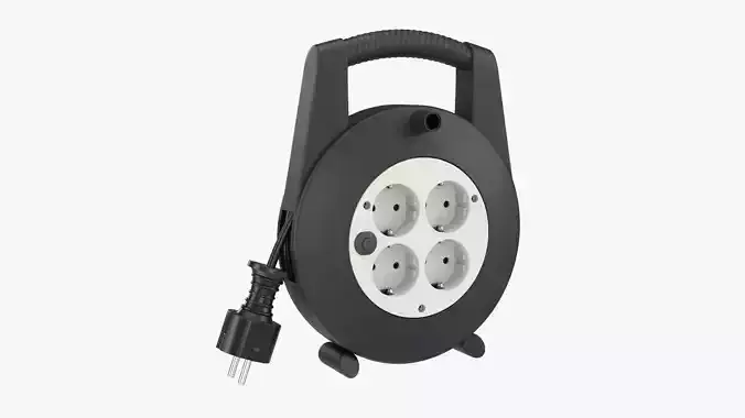 Extension cord reel with sockets 02 3D model