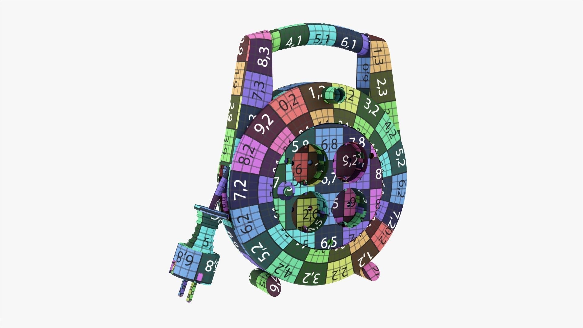 Extension cord reel with sockets 02 3D model_8