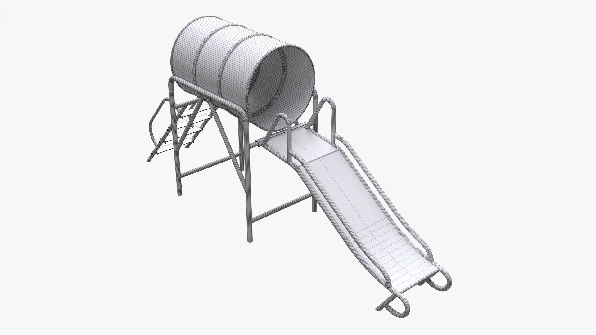 Playground barrel slide 02 3D model_8