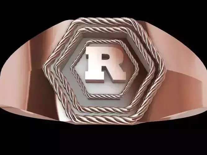 r alphabet hexagon signet ring stl verified 