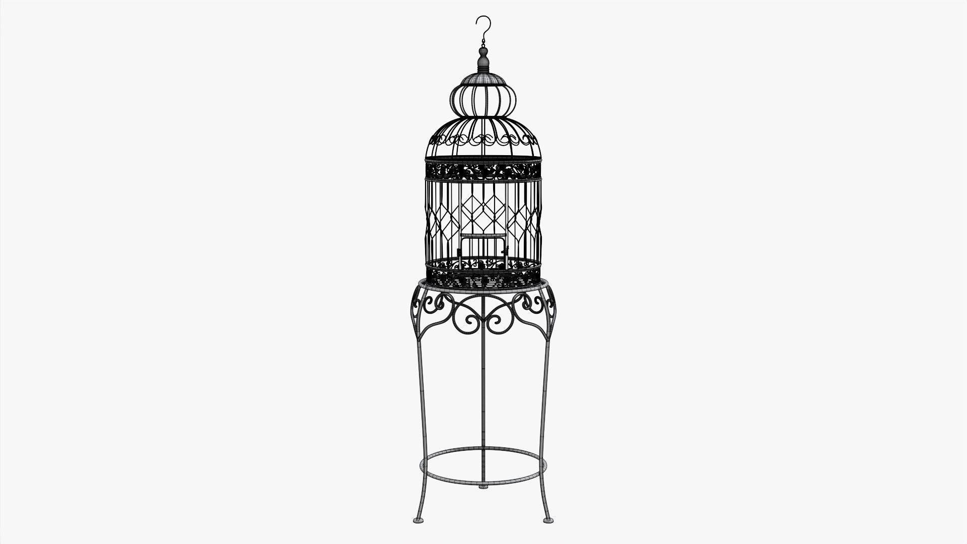Bird Cage with stand Victorian Style  3D model_7