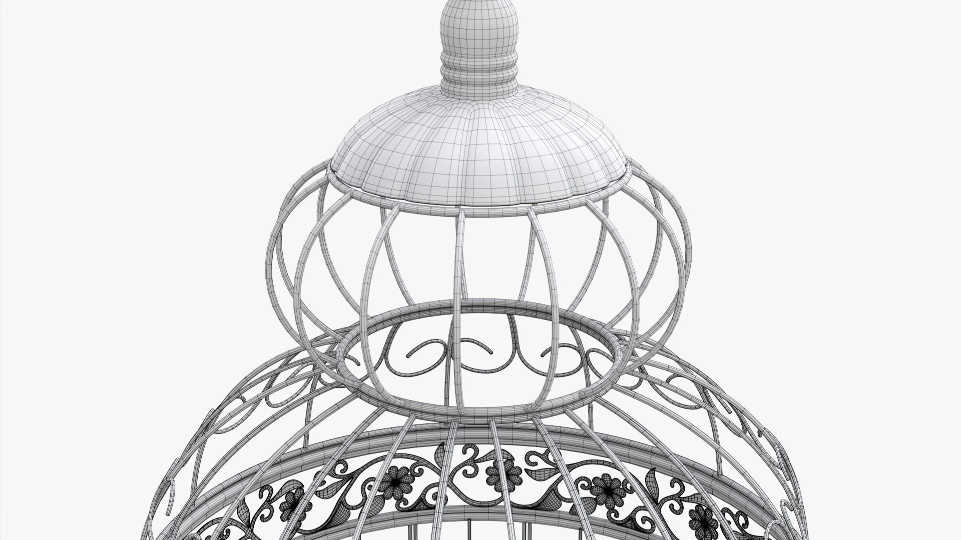 Bird Cage with stand Victorian Style  3D model_12