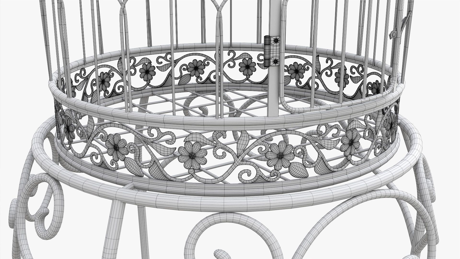 Bird Cage with stand Victorian Style  3D model_8