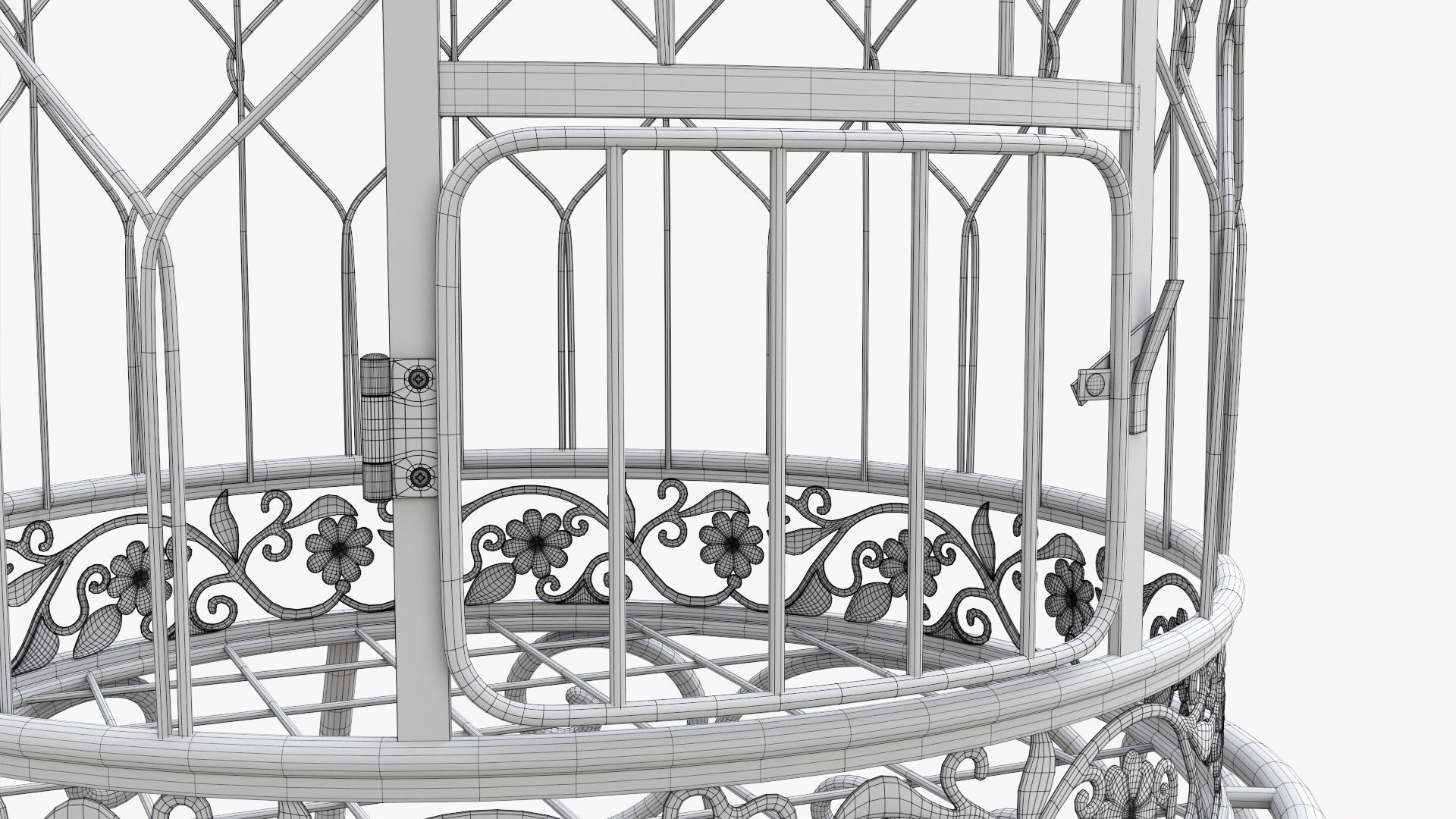 Bird Cage with stand Victorian Style  3D model_9