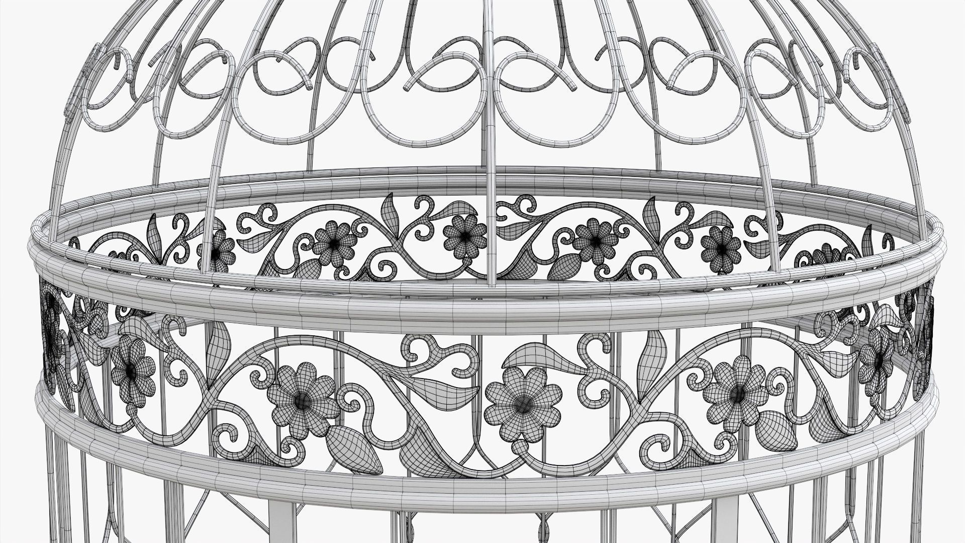 Bird Cage with stand Victorian Style  3D model_11