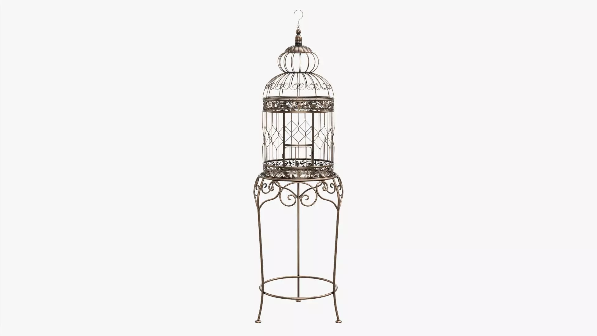 Bird Cage with stand Victorian Style  3D model_0