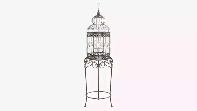 Bird Cage with stand Victorian Style  3D model