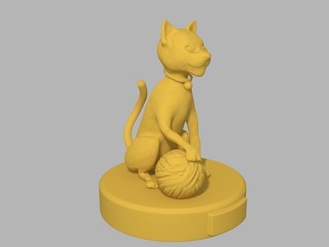 cat and string 3D print model