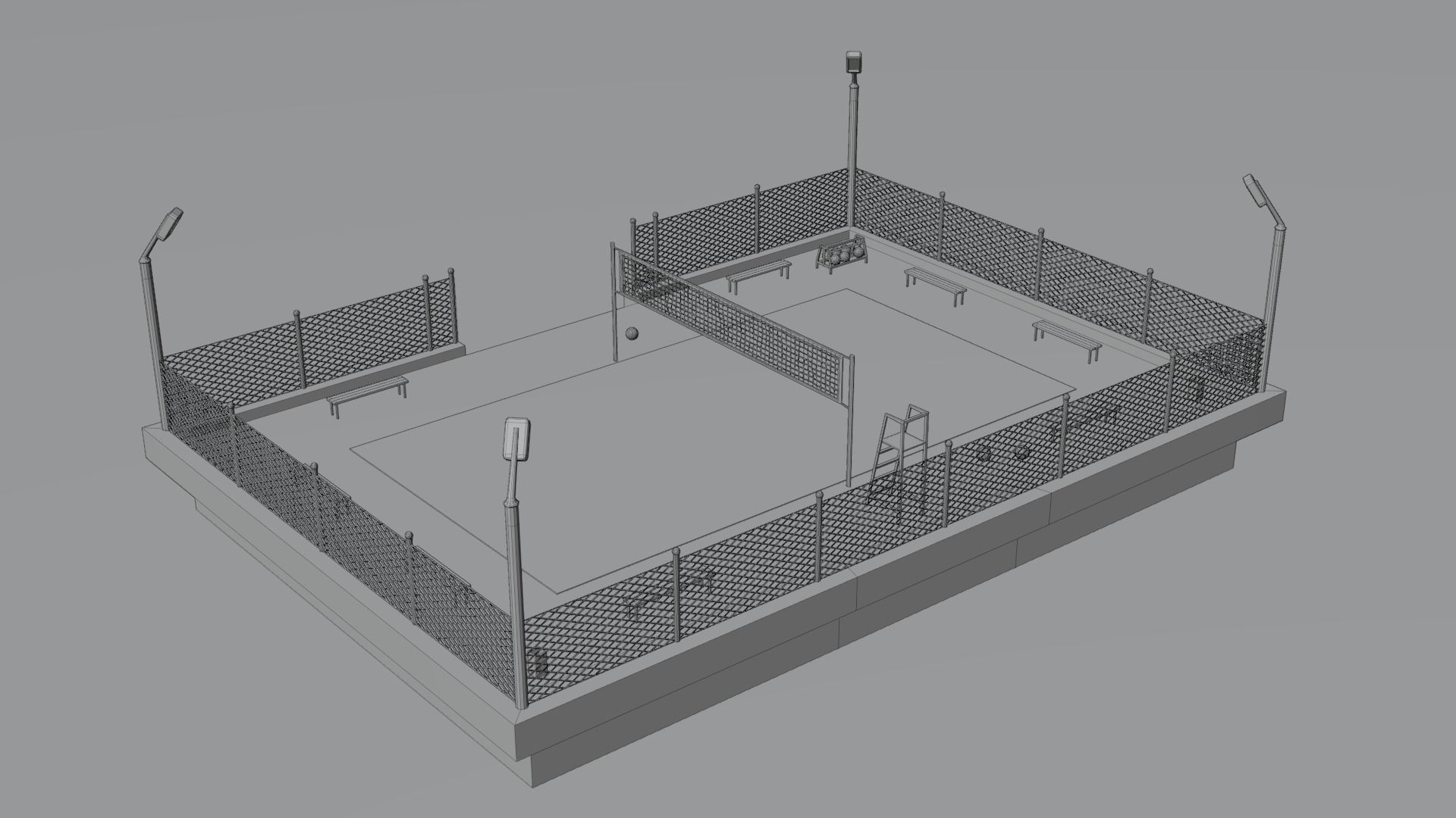 Volleyball Court Low-poly 3D model_13