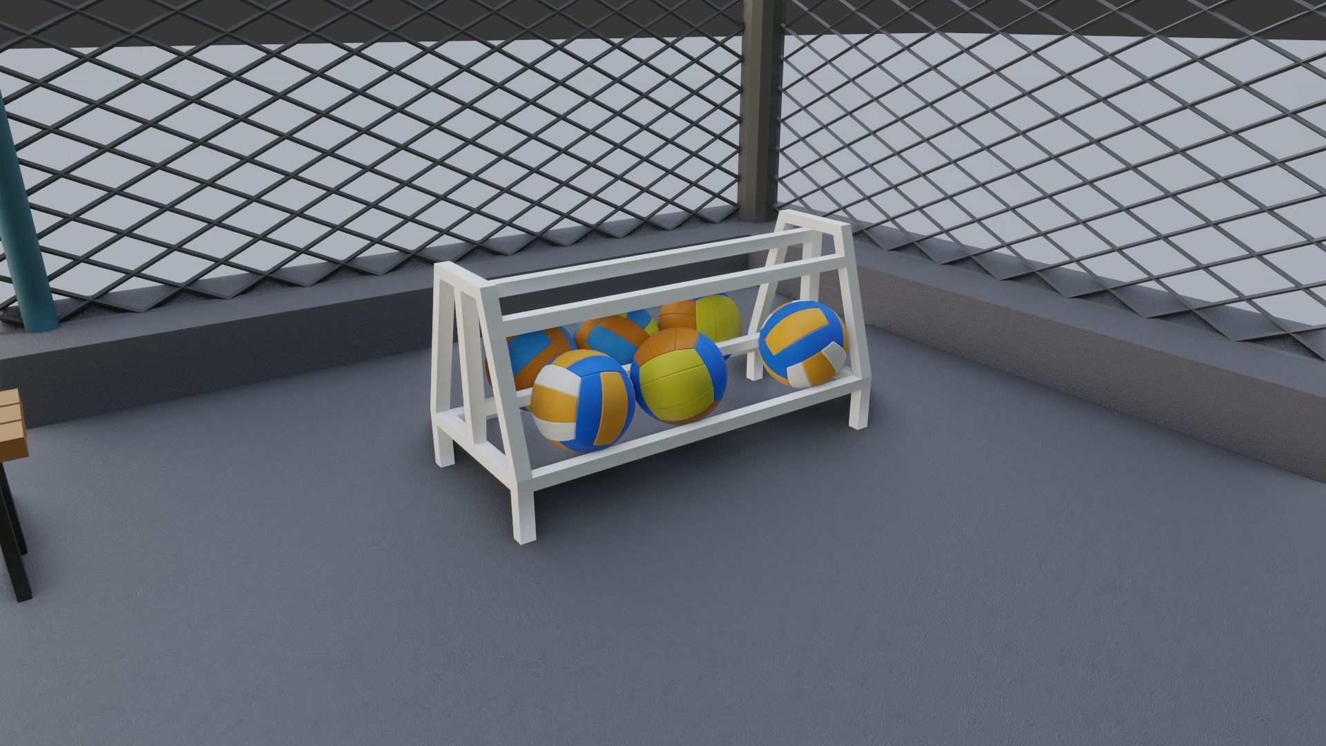 Volleyball Court Low-poly 3D model_2