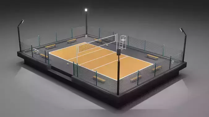 Volleyball Court Low-poly 3D model