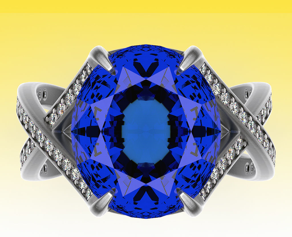 Ring Blue Oval 3D print model_2