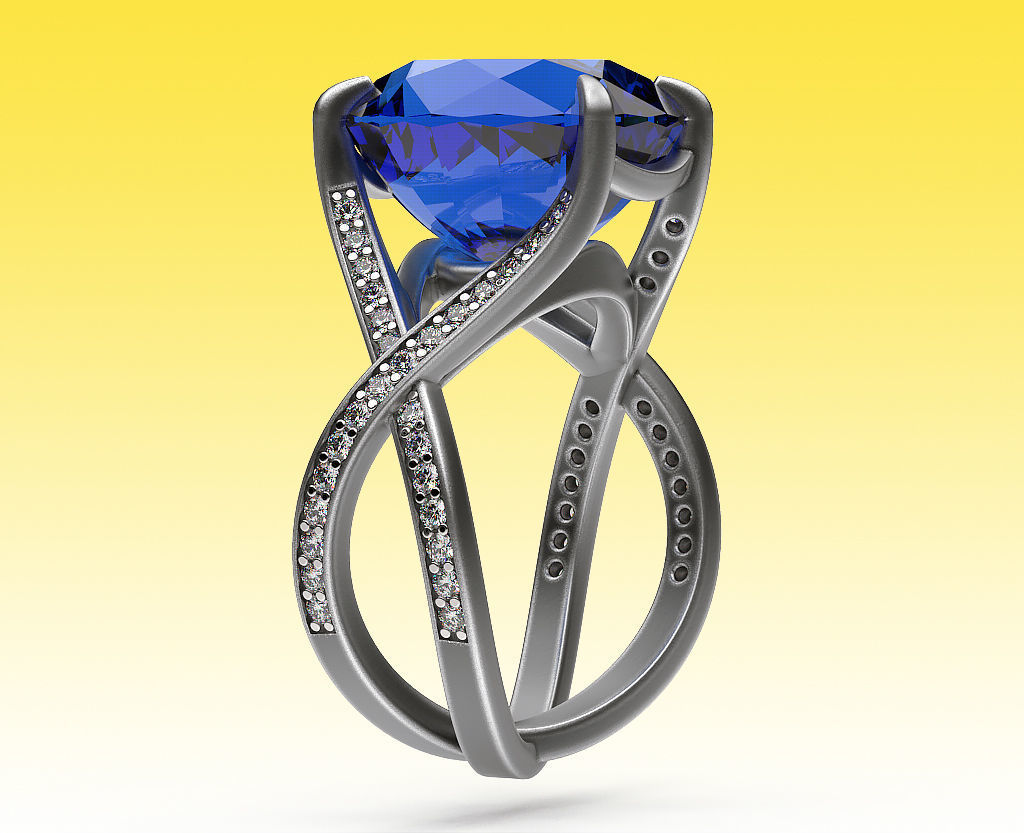 Ring Blue Oval 3D print model_1