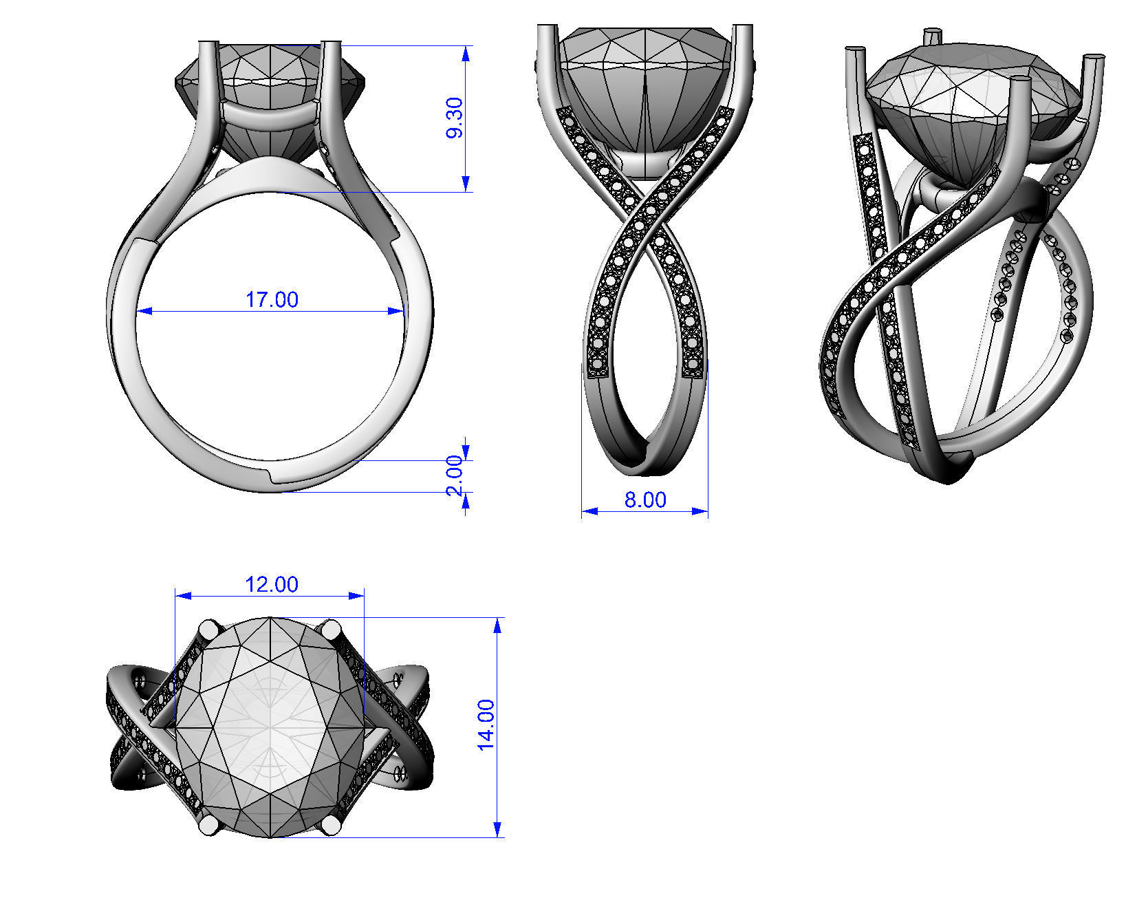 Ring Blue Oval 3D print model_8