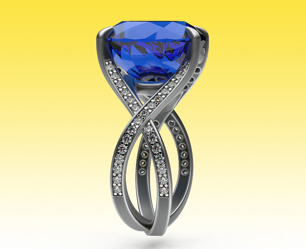 Ring Blue Oval 3D print model_4
