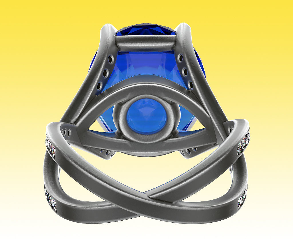 Ring Blue Oval 3D print model_7